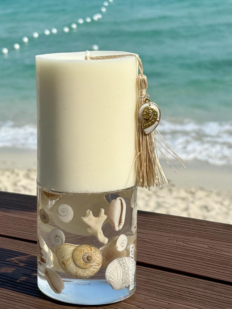 004 Seashell Soy Candle with Epoxy Base – Designed on Koh Samui