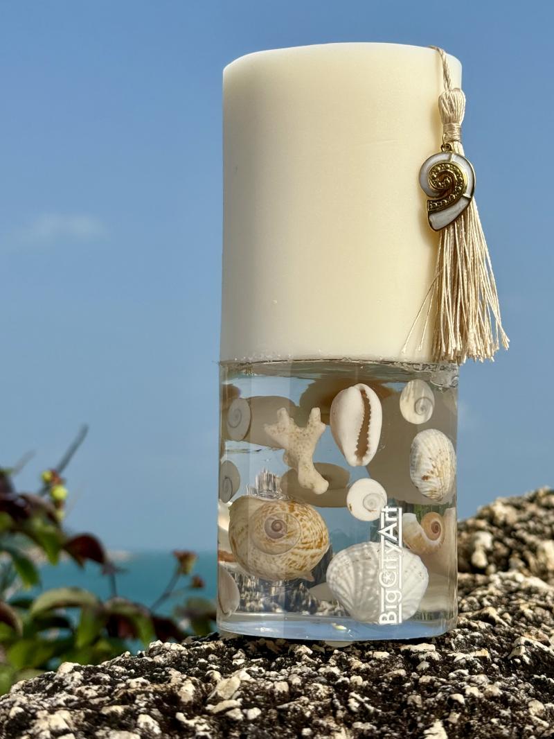 004 Seashell Soy Candle with Epoxy Base – Designed on Koh Samui