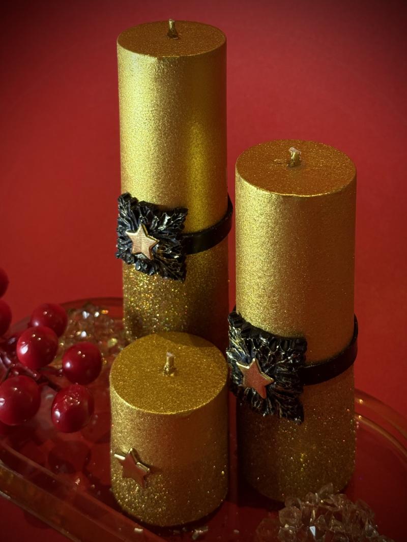 008 Golden Soy Candle Set with Decorative Tray – Designed on Koh Samui