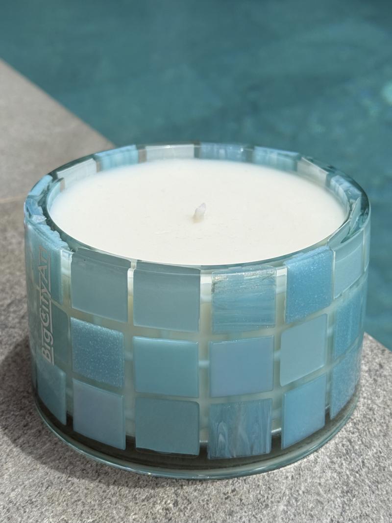 019 Blue Mosaic Soy Candle in Epoxy Jar – Designed on Koh Samui