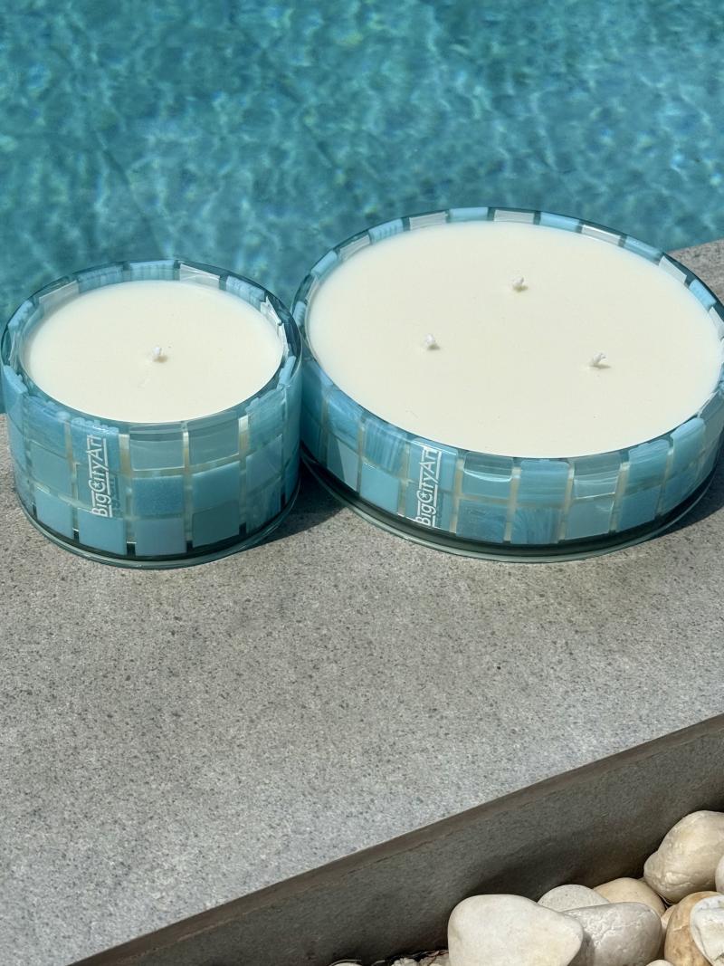 020 Large Mosaic Soy Candle in Epoxy Bowl – Designed on Koh Samui