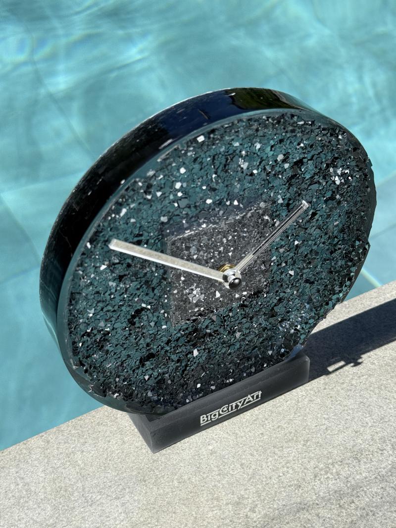 026 Black Textured Resin Clock – Minimal Table Timepiece from Koh Samui