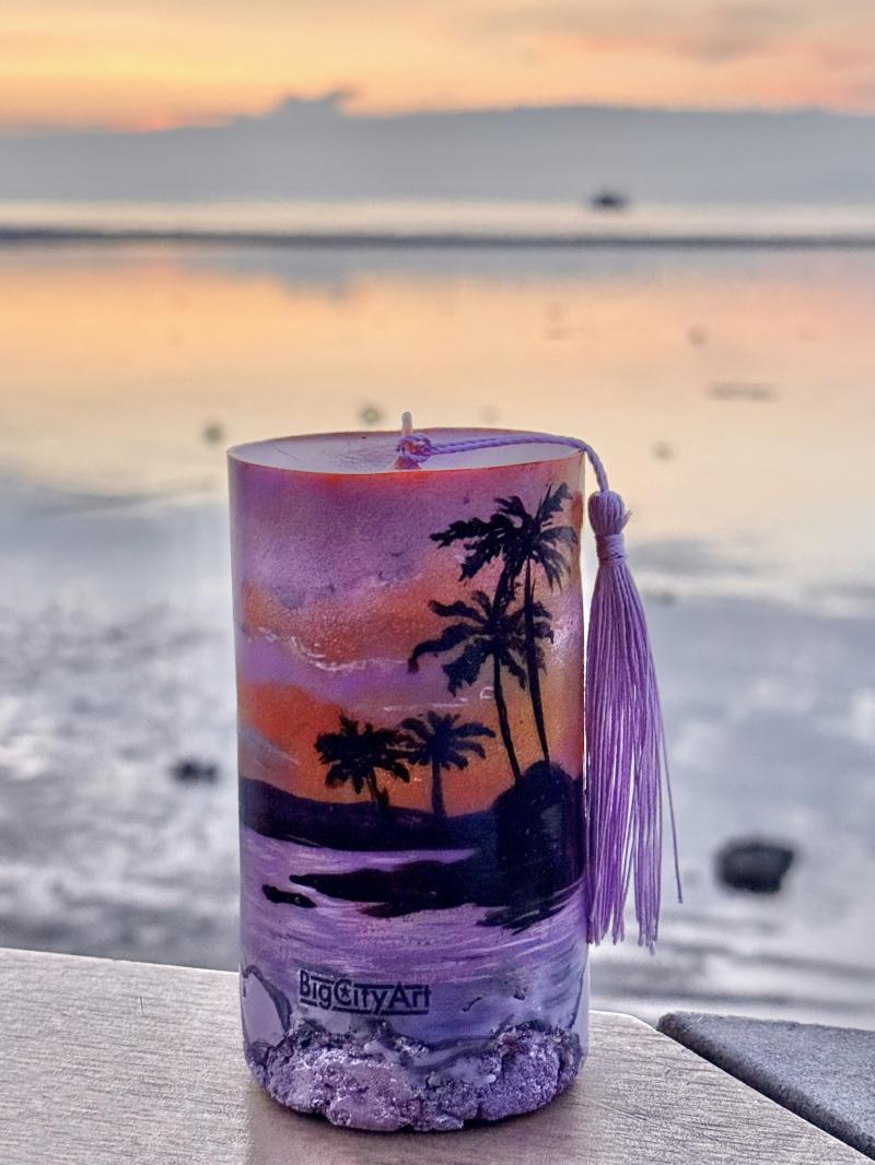 037 Sunset Soy Candle with Concrete Base – Tropical View Edition