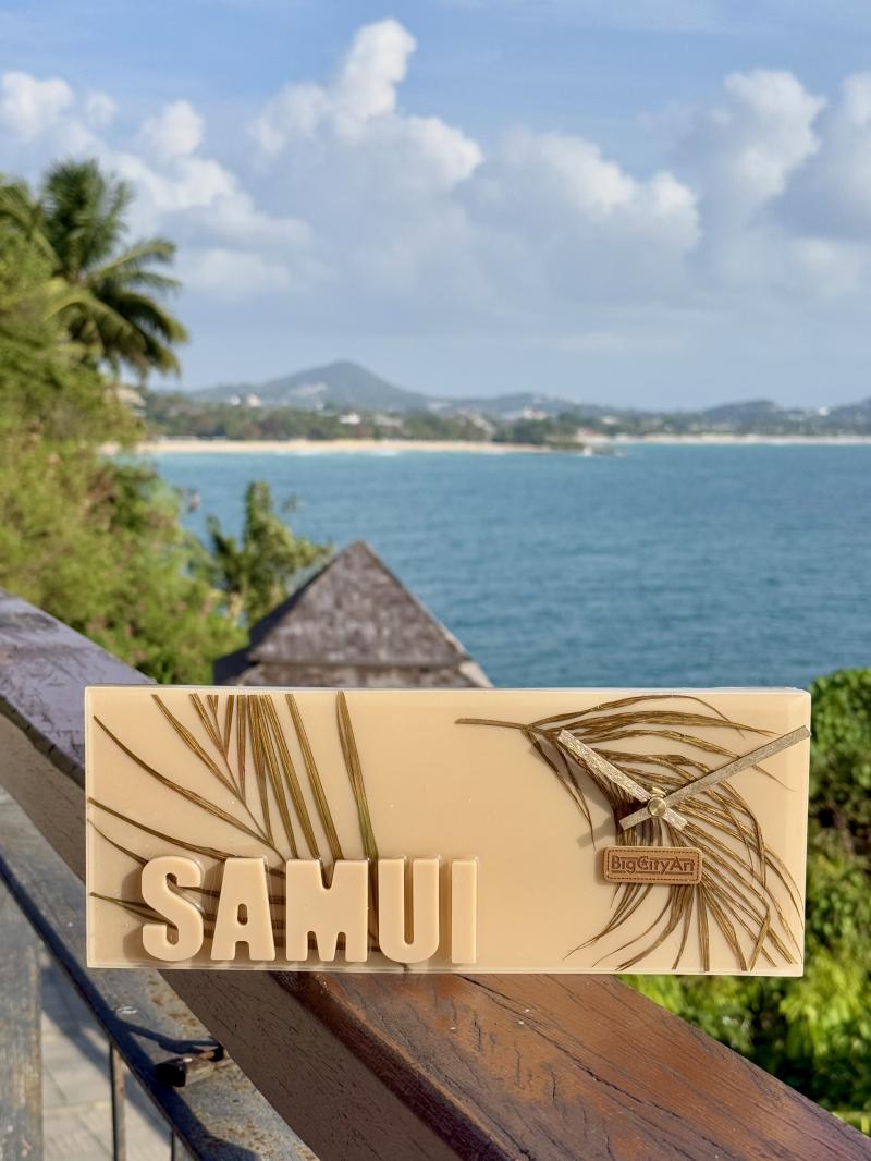 053 Tropical Leaf Resin Table Clock – Samui Nature Design