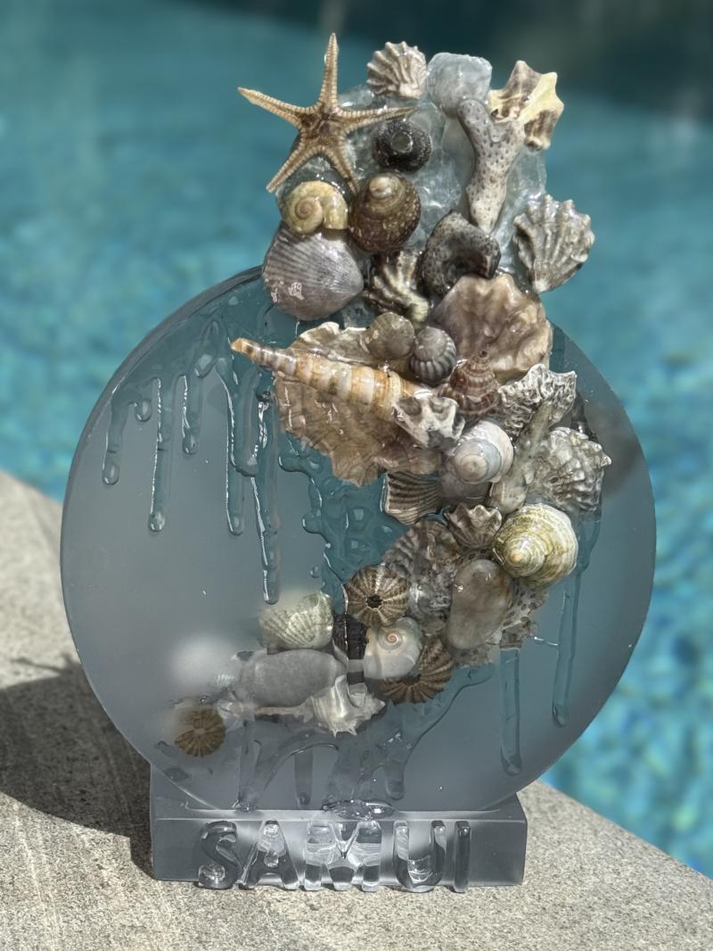 160 Epoxy resin and seashells art